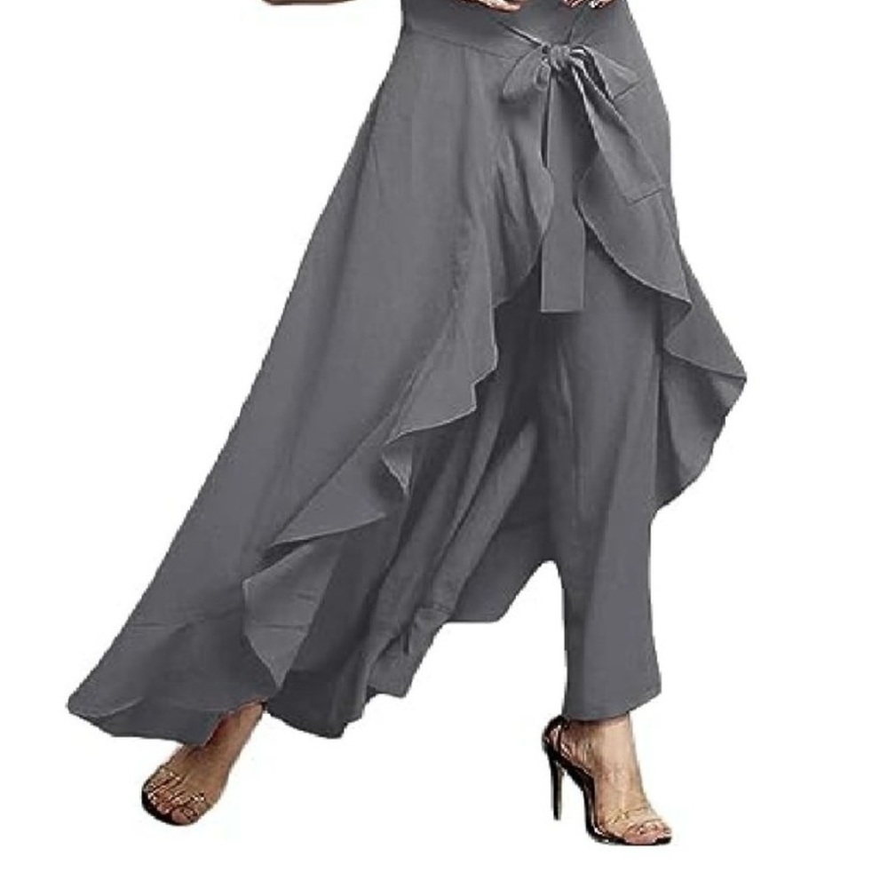 Ruffled Gray Maxi Skirt + Pants - Picture 3 of 7